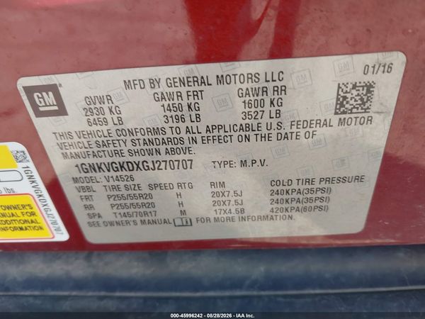 2016 CHEVROLET TRAVERSE LT — I9