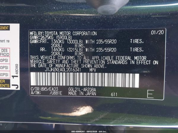 2020 LEXUS RX 350L 350L Premium — I9