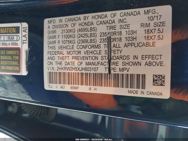 2018 HONDA CR-V EX — I9