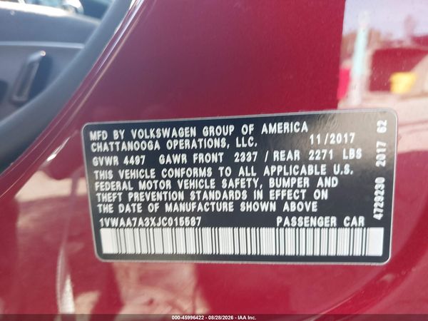 2018 VOLKSWAGEN PASSAT 2.0T R-LINE/2.0T S — I9
