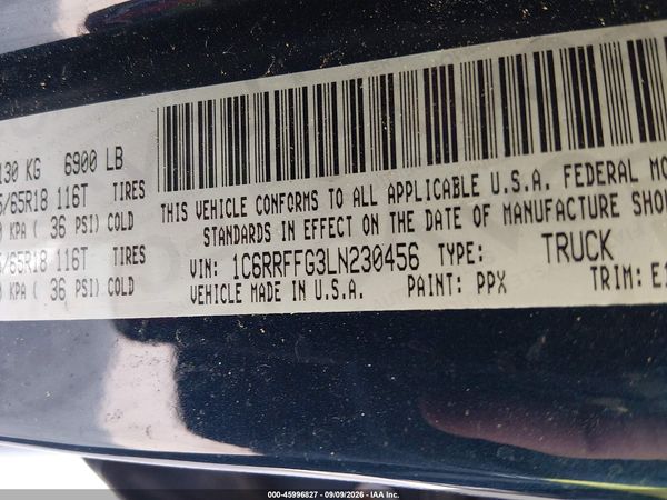 2020 RAM 1500 BIG HORN  4X4 5'7 BOX — I9