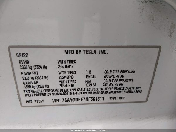 2022 TESLA MODEL Y
