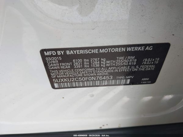 2015 BMW X6 XDRIVE35I — I9