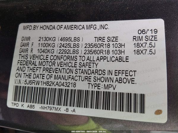 2019 HONDA CR-V EX-L — I9