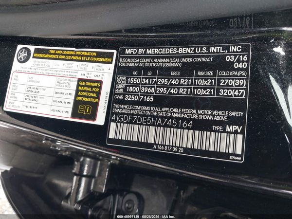 2017 MERCEDES-BENZ GLS 550 4MATIC — I9