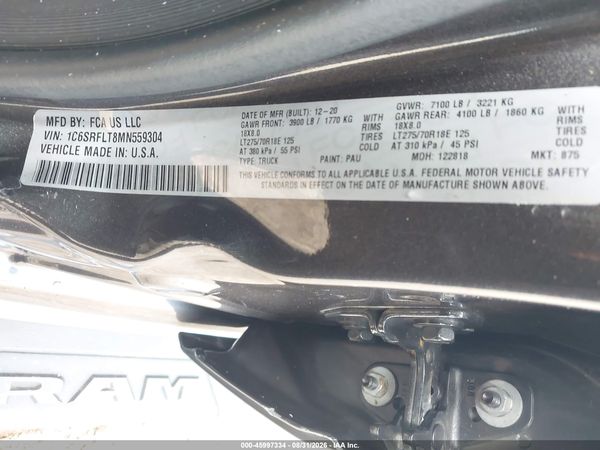 2021 RAM 1500 REBEL  4X4 5'7 BOX — I9