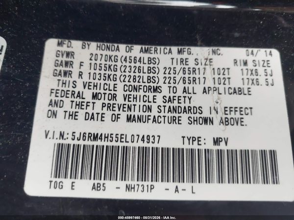 2014 HONDA CR-V EX — I9