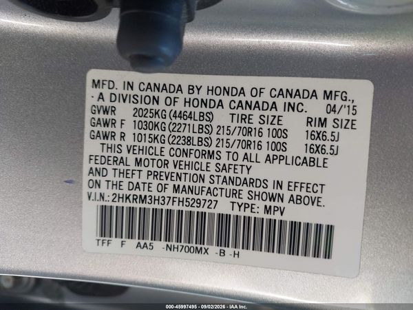 2015 HONDA CR-V LX — I9