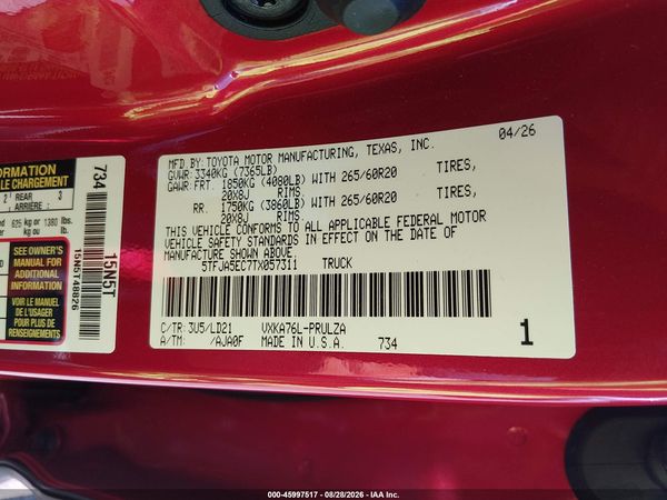 2026 TOYOTA TUNDRA LIMITED CREWMAX 6.5' BED — I9