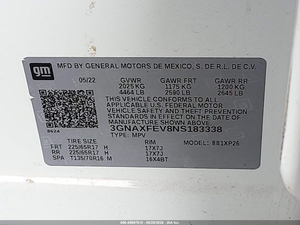 2022 CHEVROLET EQUINOX FWD 1FL — I9