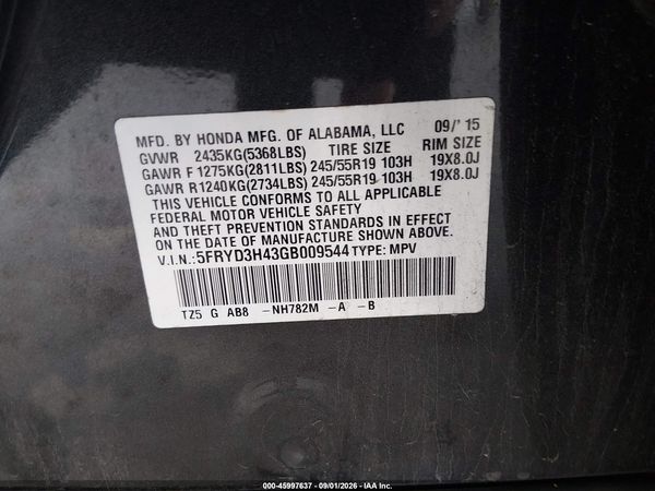 2016 ACURA MDX — I9