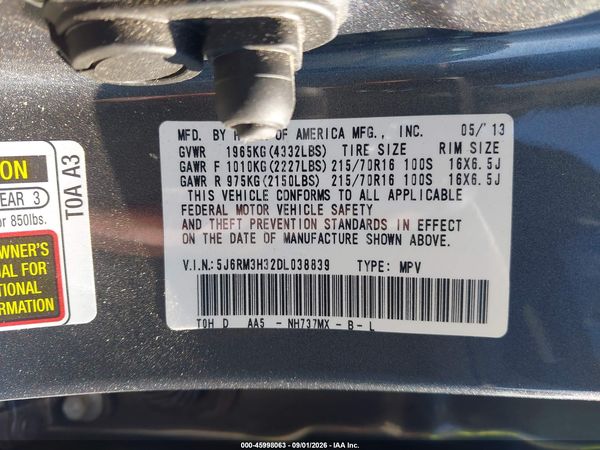 2013 HONDA CR-V LX