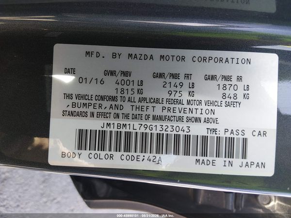 2016 MAZDA MAZDA3 I TOURING