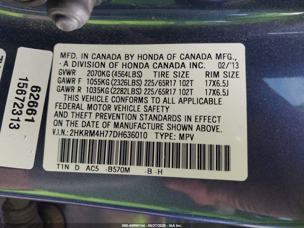 2013 HONDA CR-V EX-L