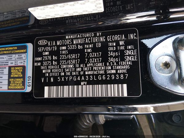 2020 KIA SORENTO 2.4L LX — I9
