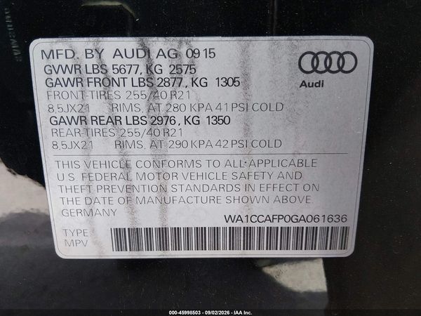 2016 AUDI SQ5 3.0T PREMIUM PLUS