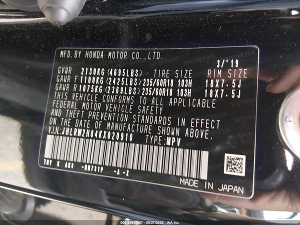2019 HONDA CR-V EX-L — I9