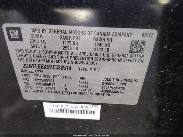 2017 CHEVROLET EQUINOX LS — I9