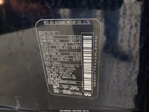 2019 INFINITI QX50 ESSENTIAL — I9