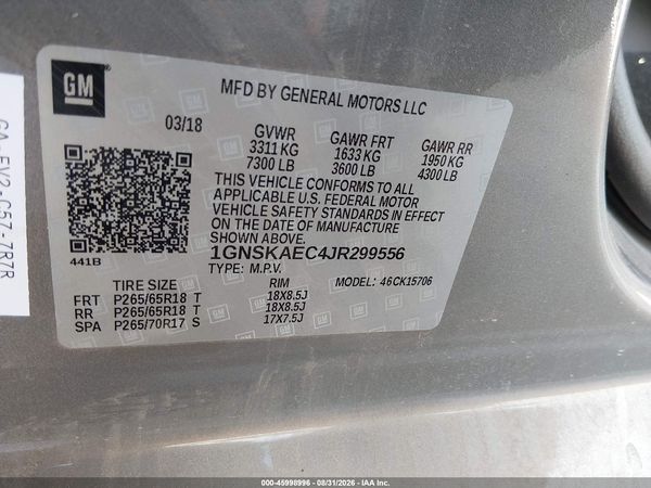 2018 CHEVROLET TAHOE LS — I9