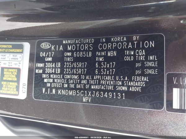 2018 KIA SEDONA LX — I9