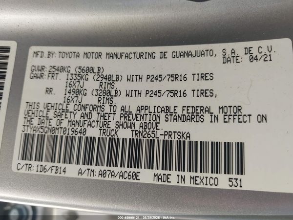 2021 TOYOTA TACOMA SR