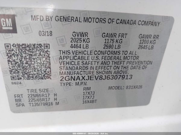 2018 CHEVROLET EQUINOX LT — I9