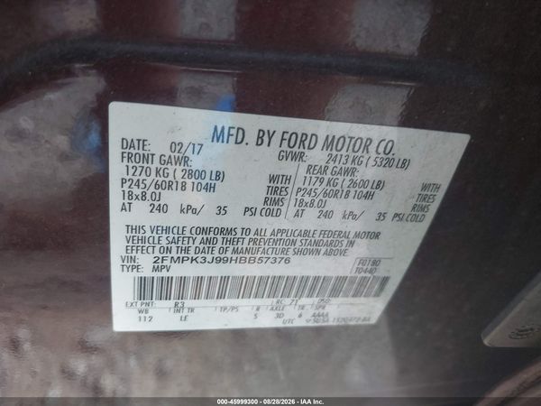 2017 FORD EDGE SEL — I9