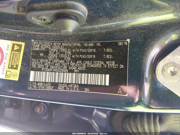 2016 TOYOTA HIGHLANDER LIMITED V6 — I9