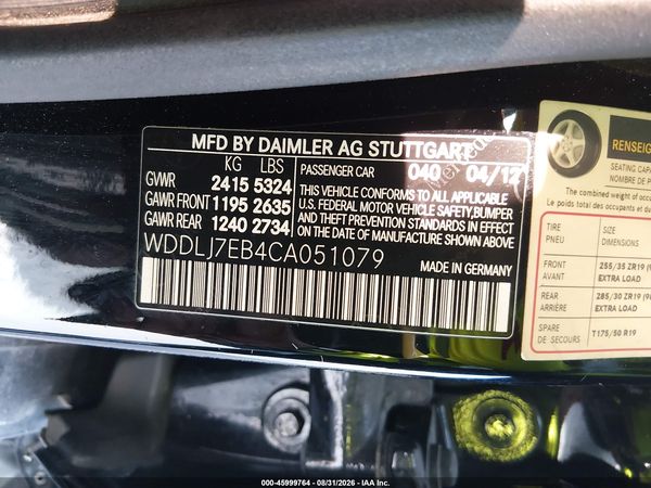 2012 MERCEDES-BENZ CLS 63 AMG CLS63 AMG
