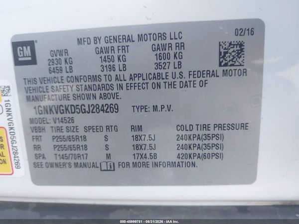2016 CHEVROLET TRAVERSE 1LT — I9