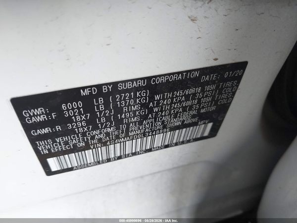 2020 SUBARU ASCENT PREMIUM — I9
