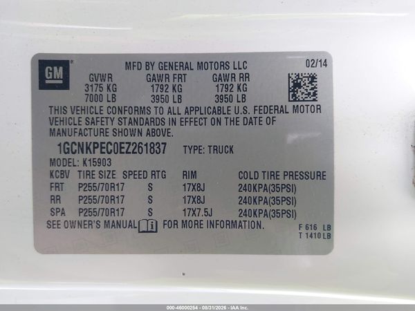2014 CHEVROLET SILVERADO 1500 WORK TRUCK 2WT — I9