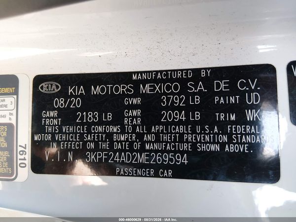 2021 KIA FORTE LXS — I9