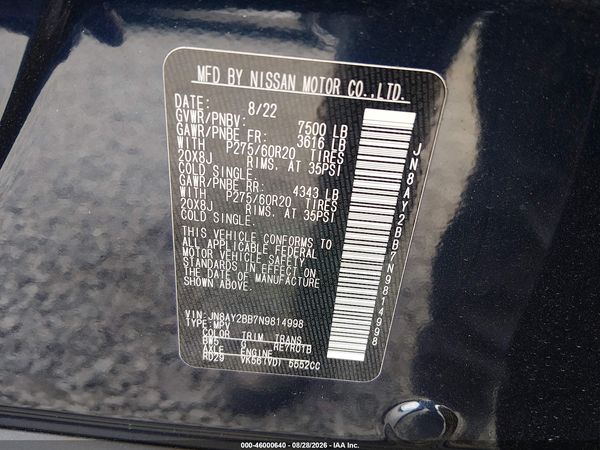 2022 NISSAN ARMADA SL 4WD — I9