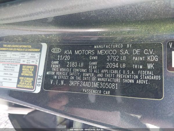 2021 KIA FORTE LXS — I9