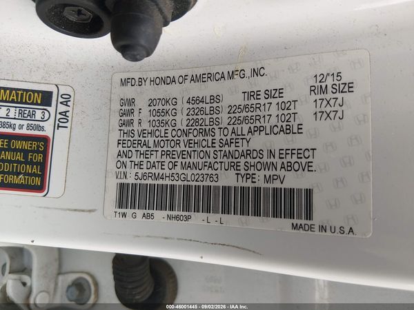 2016 HONDA CR-V EX — I9