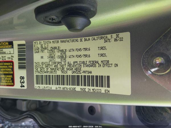 2022 TOYOTA TACOMA SR5 V6 — I9