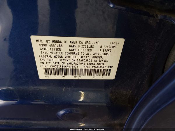2017 ACURA ILX ACURAWATCH PLUS PACKAGE — I9