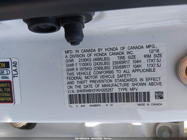 2019 HONDA CR-V LX — I9