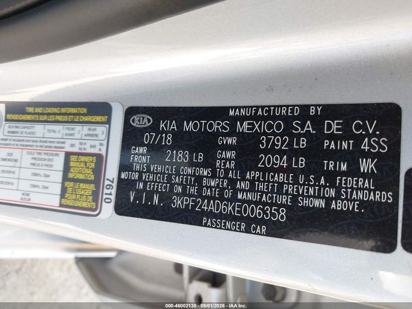 2019 KIA FORTE LXS — I9