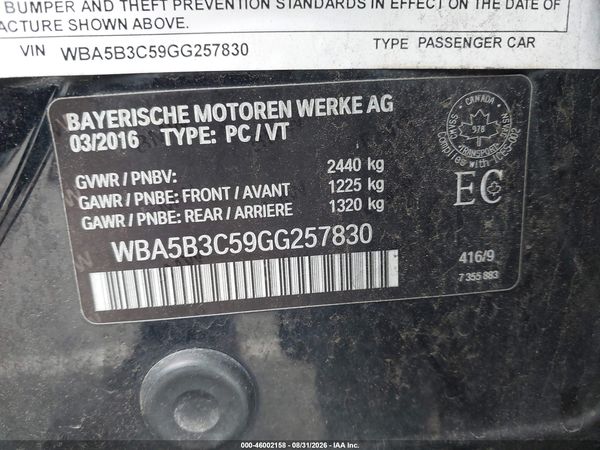 2016 BMW 535I XDRIVE — I9