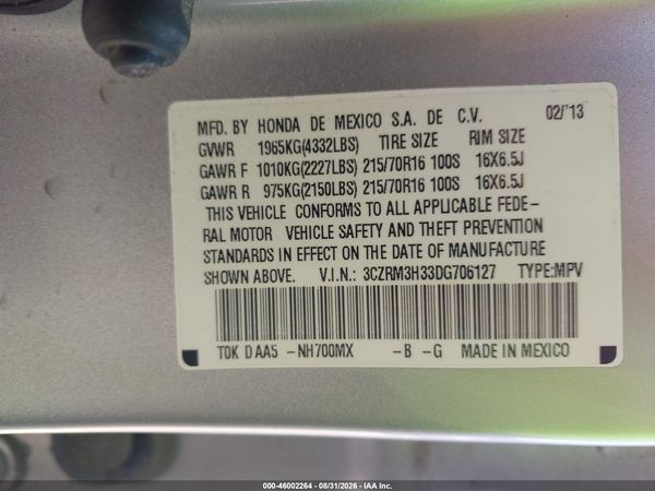 2013 HONDA CR-V LX — I9