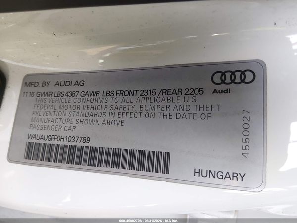 2017 AUDI A3 2.0T PREMIUM