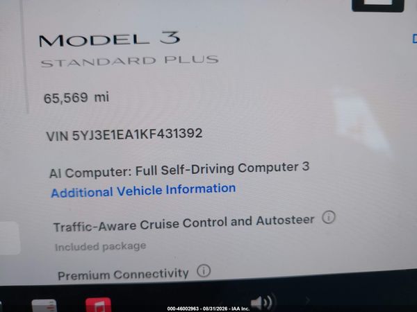 2019 TESLA MODEL 3