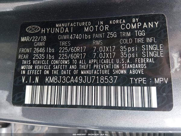 2018 HYUNDAI TUCSON SEL — I9