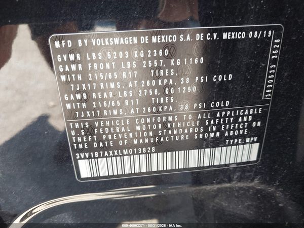 2020 VOLKSWAGEN TIGUAN 2.0T S — I9