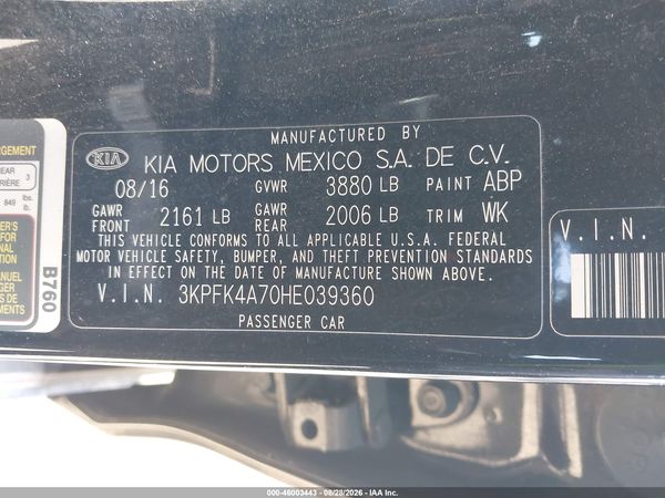 2017 KIA FORTE LX — I9