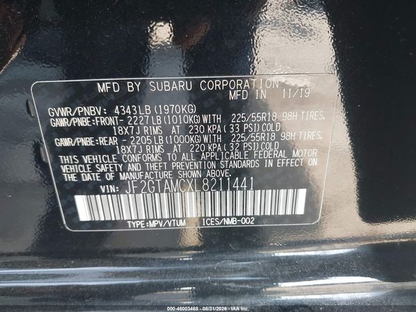 2020 SUBARU CROSSTREK LIMITED