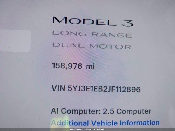 2018 TESLA MODEL 3 LONG RANGE/PERFORMANCE — I118